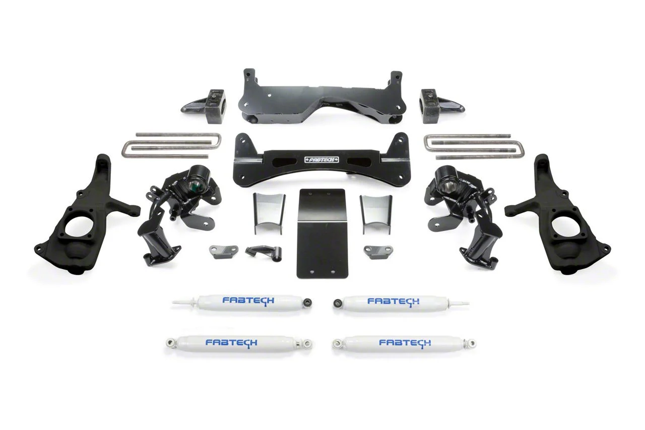 Fabtech 6-Inch Raised Torsion Suspension Lift Kit with Performance Shocks (11-19 Sierra 3500 HD Extended/Double Cab, Crew Cab)