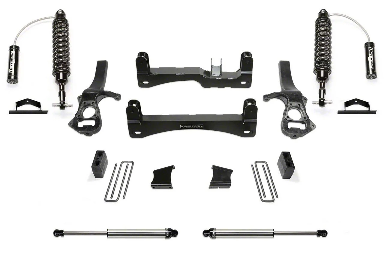 Fabtech 6-Inch Performance Suspension Lift Kit with Dirt Logic Reservoir Coil-Overs and Dirt Logic Shocks (22-24 2.7L Silverado 1500 Double Cab, Crew Cab, Excluding Trail Boss)