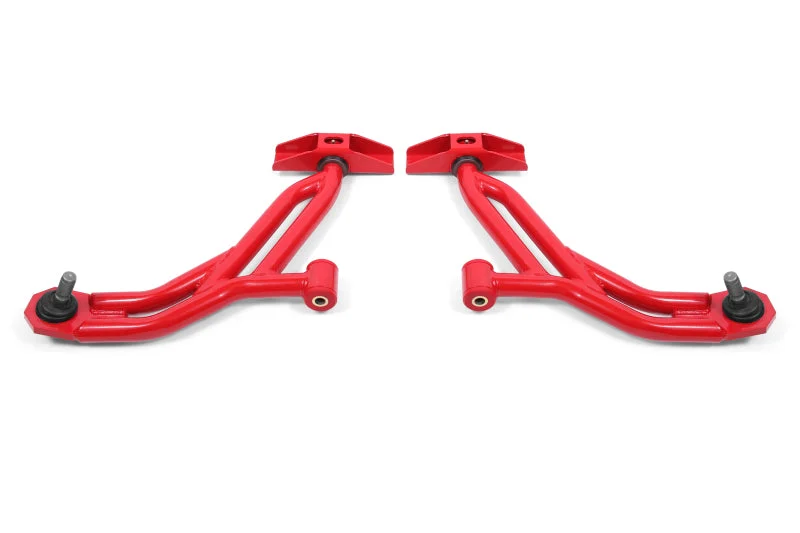 BMR 10-14 Ford Mustang / Shelby GT500 Non-Adj. Lower A-Arms (Poly/Delrin) - Red