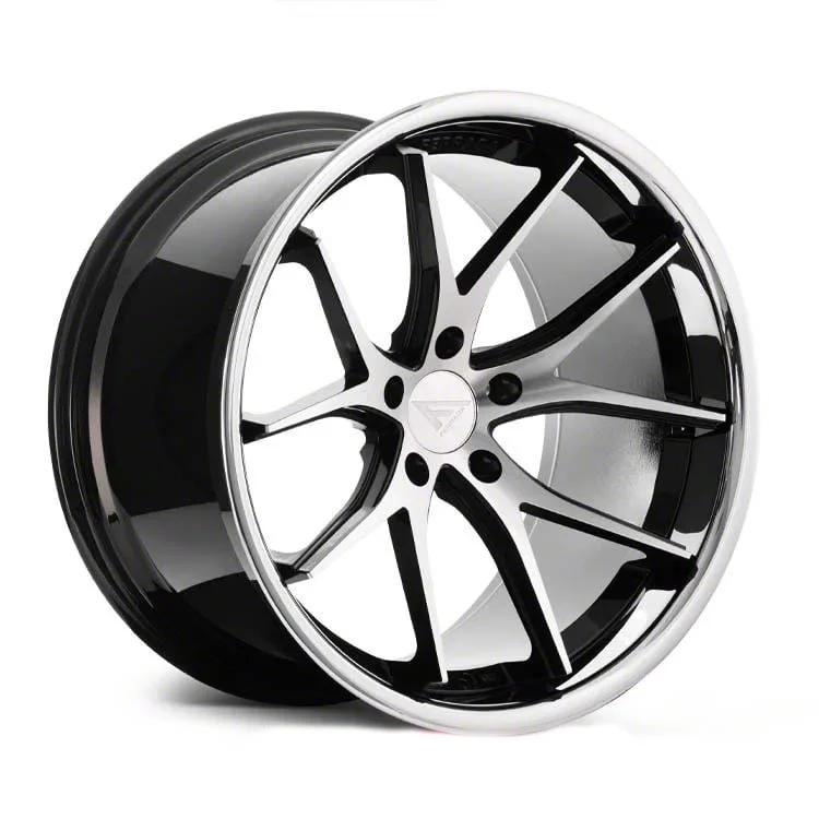 Ferrada Wheels FR2 Machine Black with Chrome Lip Wheel; Rear Only; 20x10; 45mm Offset (05-09 Mustang)