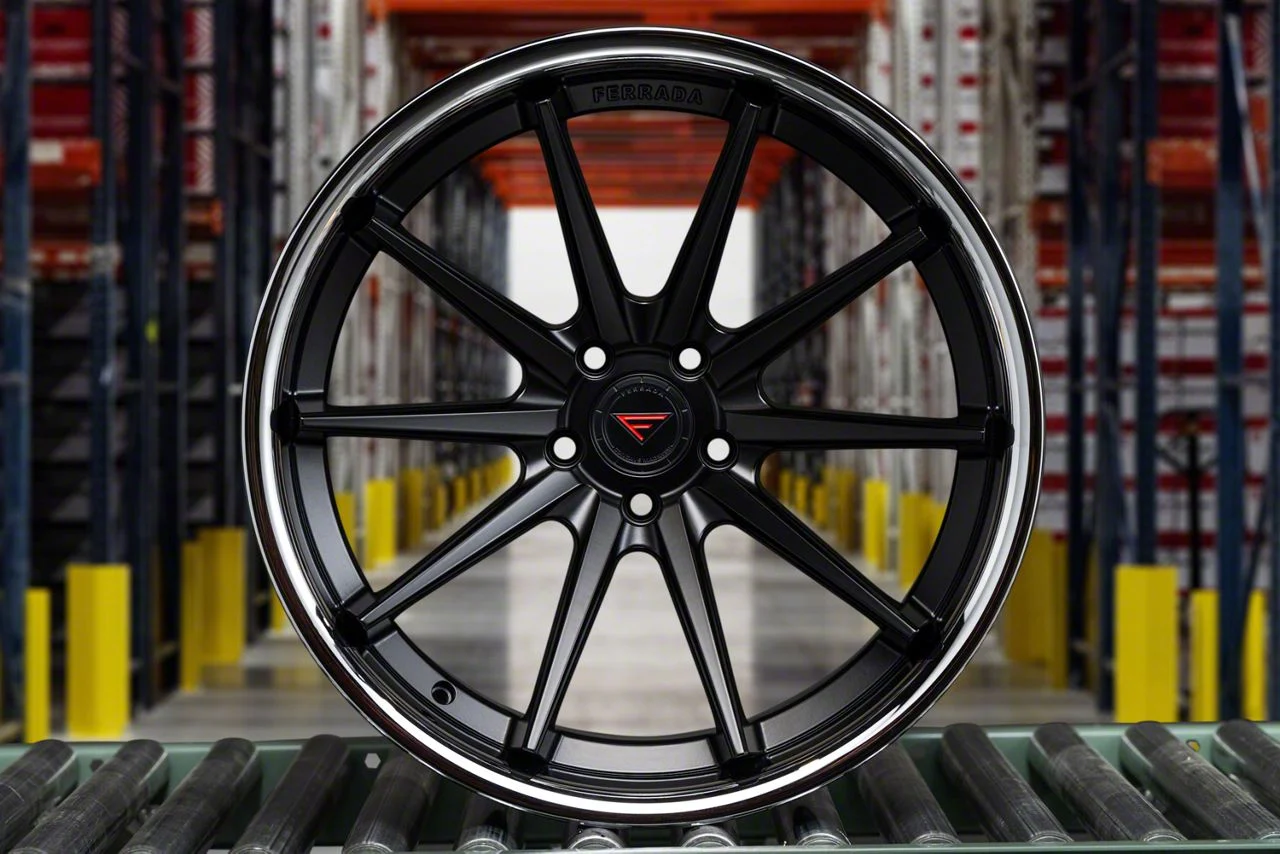 Ferrada Wheels FR4 Machine Black with Chrome Lip Wheel; 20x9; 25mm Offset (05-09 Mustang)