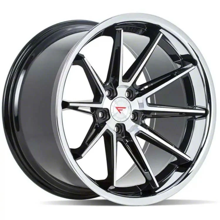 Ferrada Wheels CM2 Machine Black with Chrome Lip Wheel; Rear Only; 22x11; 20mm Offset (08-23 RWD Challenger, Excluding Widebody)