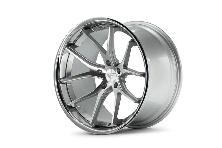 Ferrada Wheels FR2 Machine Silver with Chrome Lip Wheel; 20x10; 13mm Offset (08-23 RWD Challenger, Excluding Widebody)