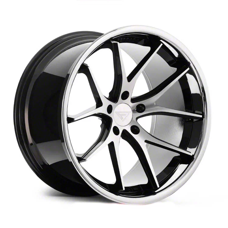 Ferrada Wheels FR2 Machine Black with Chrome Lip Wheel; Rear Only; 20x10; 40mm Offset (10-14 Mustang)