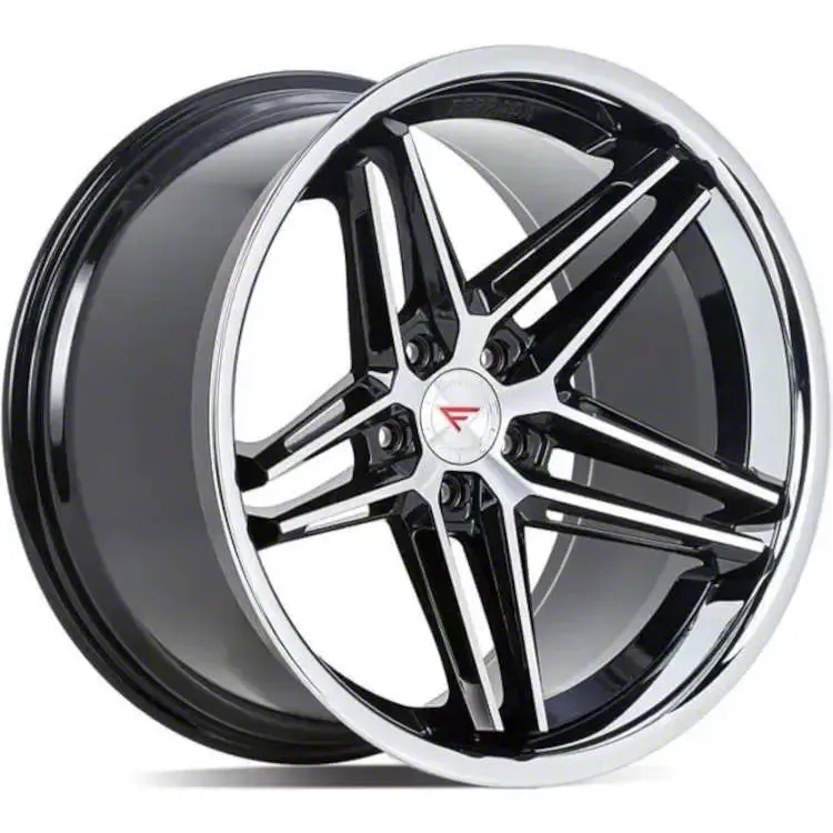 Ferrada Wheels CM1 Machine Black with Chrome Lip Wheel; 20x10; 13mm Offset (08-23 RWD Challenger, Excluding Widebody)