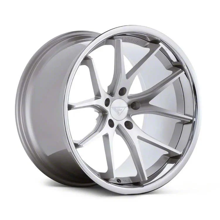 Ferrada Wheels FR2 Machine Silver with Chrome Lip Wheel; 22x9; 40mm Offset (21-26 Mustang Mach-E)