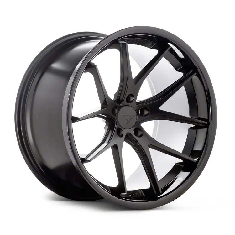 Ferrada Wheels FR2 Matte Black with Gloss Black Lip Wheel; 22x9; 40mm Offset (21-26 Mustang Mach-E)