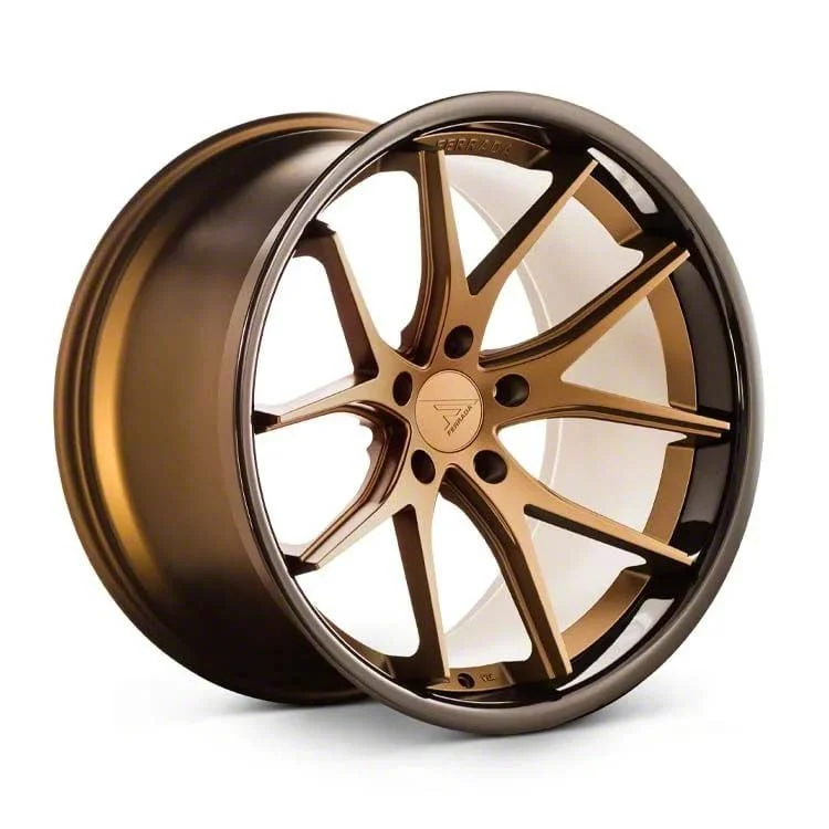 Ferrada Wheels FR2 Matte Bronze with Gloss Black Lip Wheel; 22x9; 40mm Offset (21-26 Mustang Mach-E)
