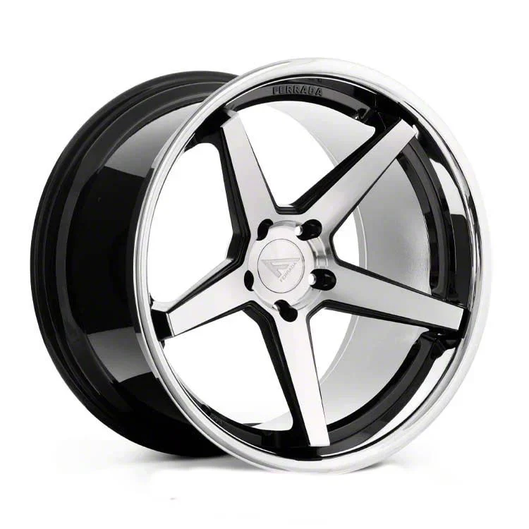 Ferrada Wheels FR3 Machine Black with Chrome Lip Wheel; 22x9; 40mm Offset (21-26 Mustang Mach-E)