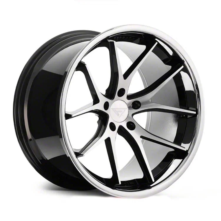 Ferrada Wheels FR2 Machine Black with Chrome Lip Wheel; 22x9; 35mm Offset (24-26 Mustang)
