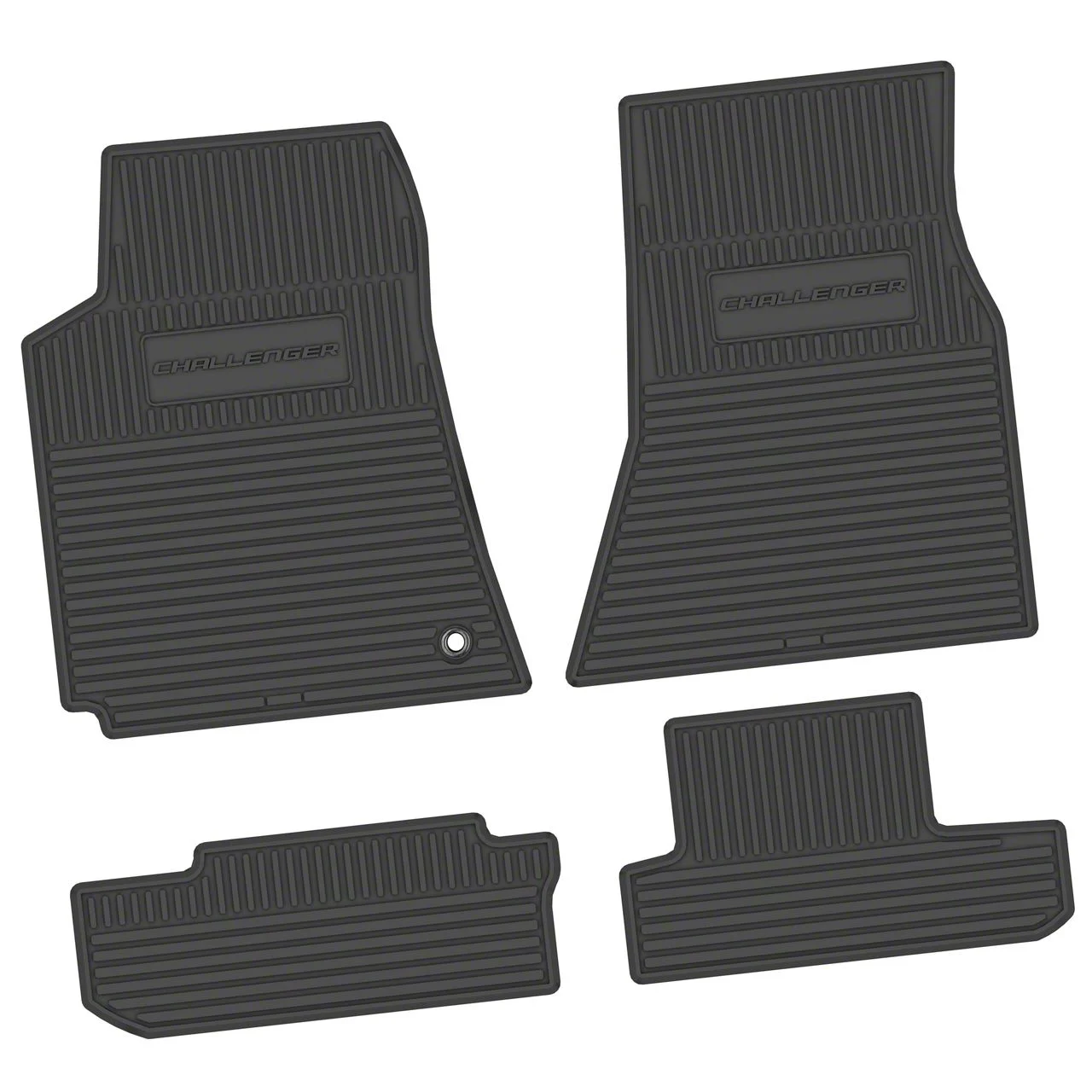 Factory Floorpan Fit Custom Vintage Scene Front and Rear Floor Mats with Challenger Insert; Black (08-10 Challenger)