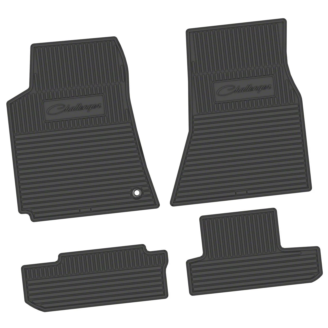 Factory Floorpan Fit Custom Vintage Scene Front and Rear Floor Mats with Challenger Script Insert; Black (08-10 Challenger)