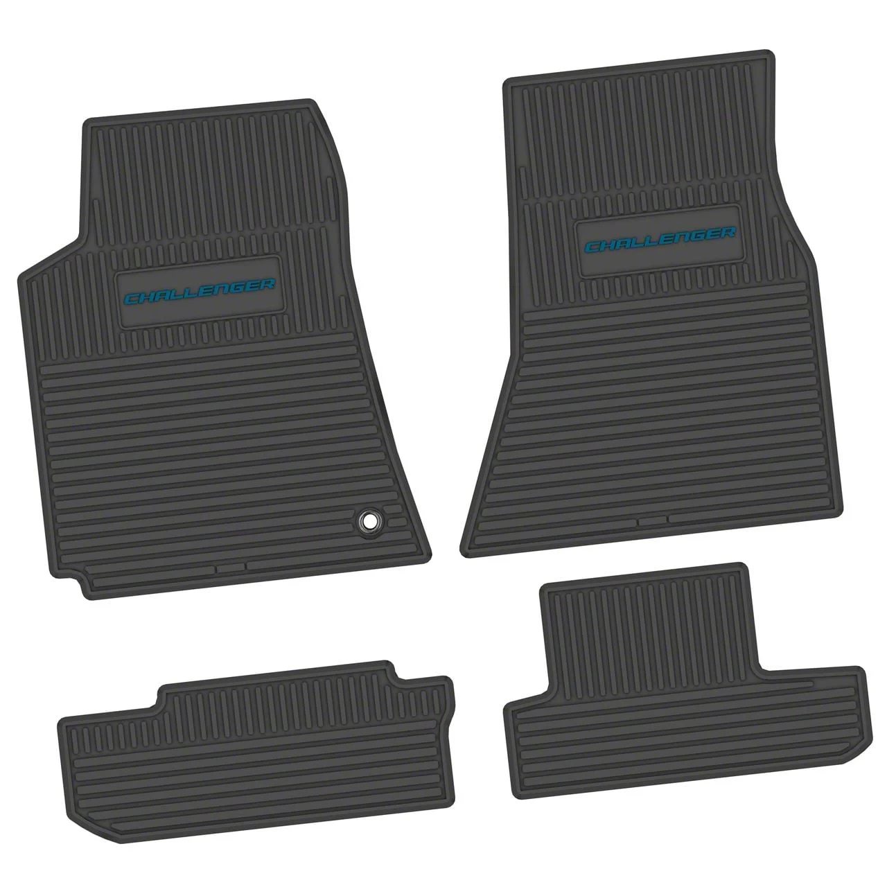 Factory Floorpan Fit Custom Vintage Scene Front and Rear Floor Mats with Dark Blue Challenger Insert; Black (08-10 Challenger)