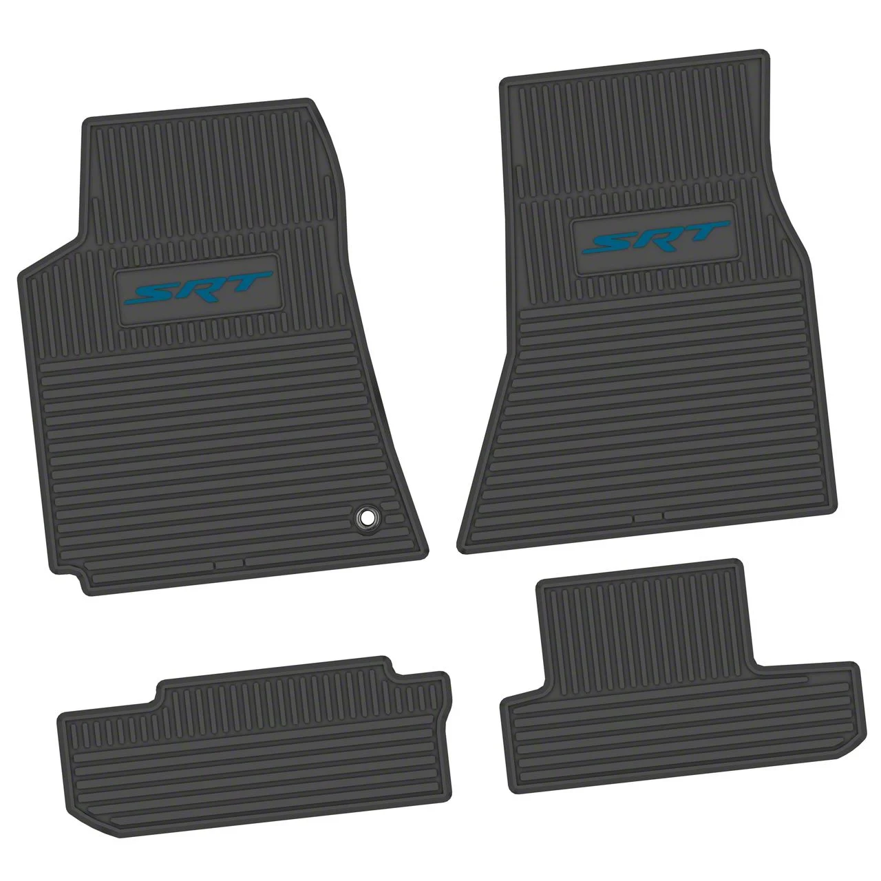 Factory Floorpan Fit Custom Vintage Scene Front and Rear Floor Mats with Dark Blue SRT Insert; Black (08-10 Challenger)