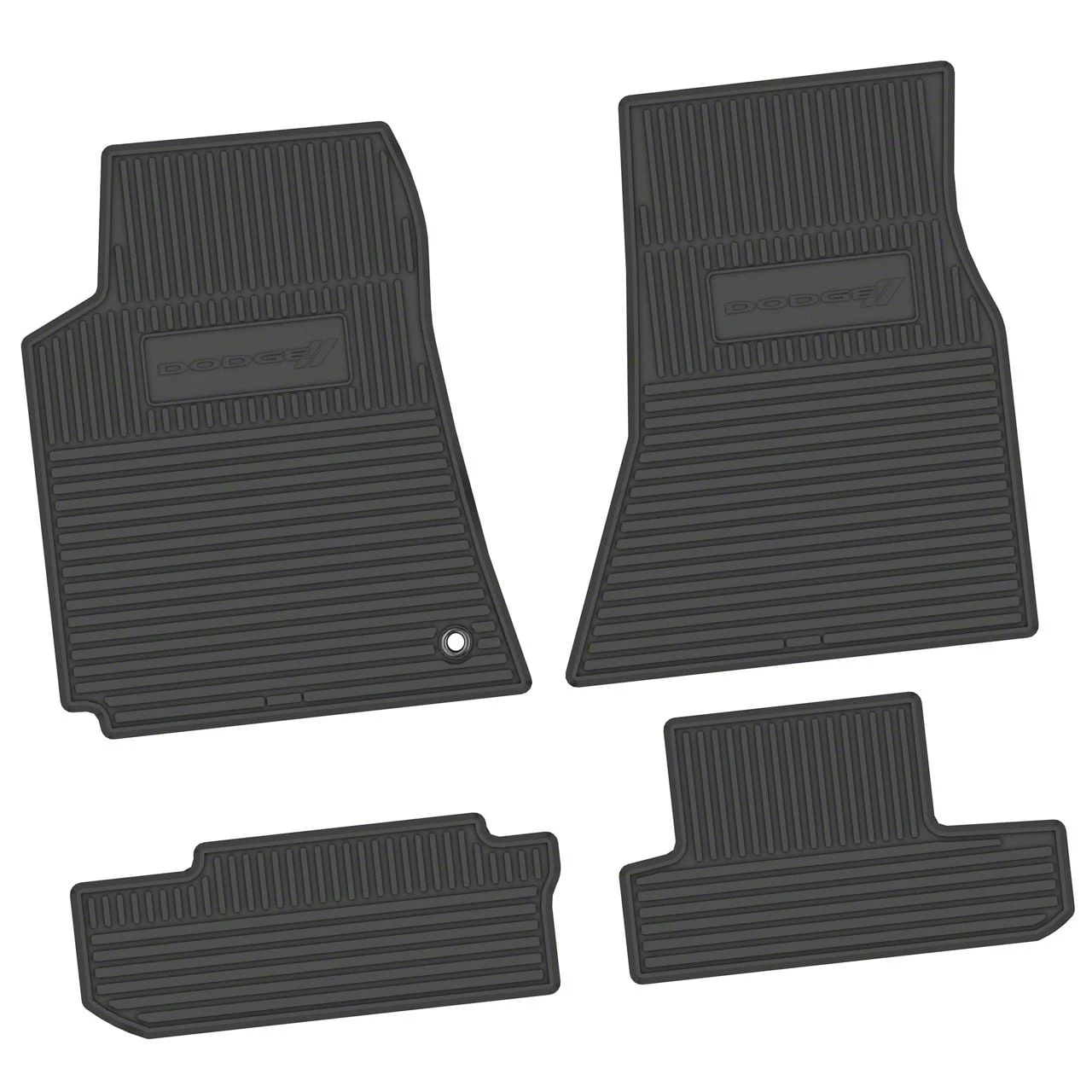 Factory Floorpan Fit Custom Vintage Scene Front and Rear Floor Mats with Dodge and Stripe Insert; Black (08-10 Challenger)