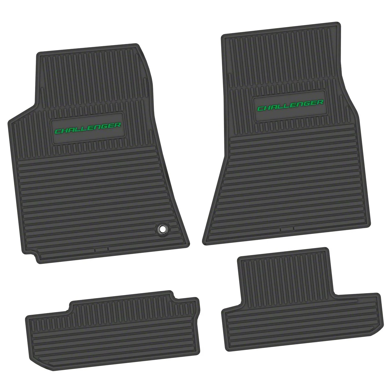 Factory Floorpan Fit Custom Vintage Scene Front and Rear Floor Mats with Green Challenger Insert; Black (08-10 Challenger)