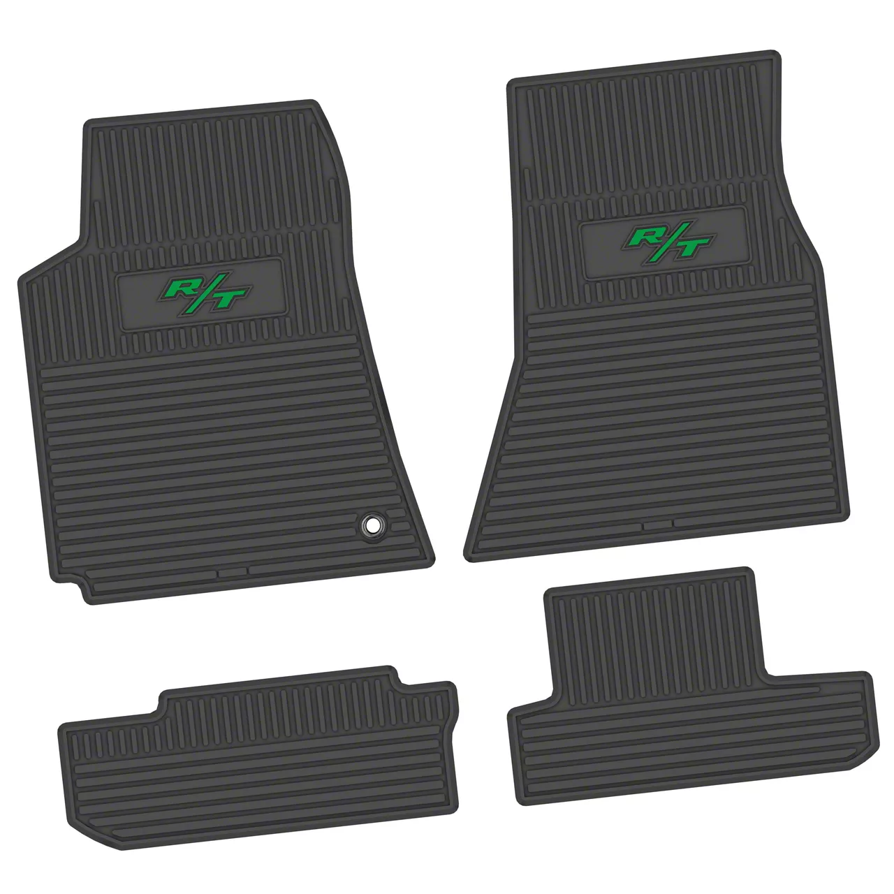 Factory Floorpan Fit Custom Vintage Scene Front and Rear Floor Mats with Green R/T Insert; Black (08-10 Challenger)