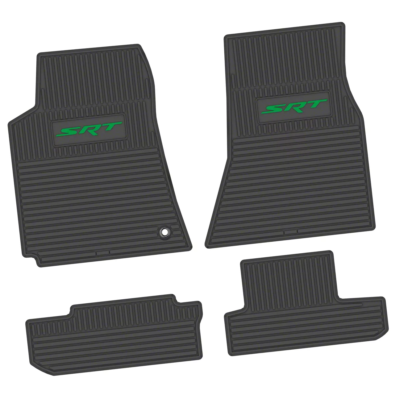 Factory Floorpan Fit Custom Vintage Scene Front and Rear Floor Mats with Green SRT Insert; Black (08-10 Challenger)