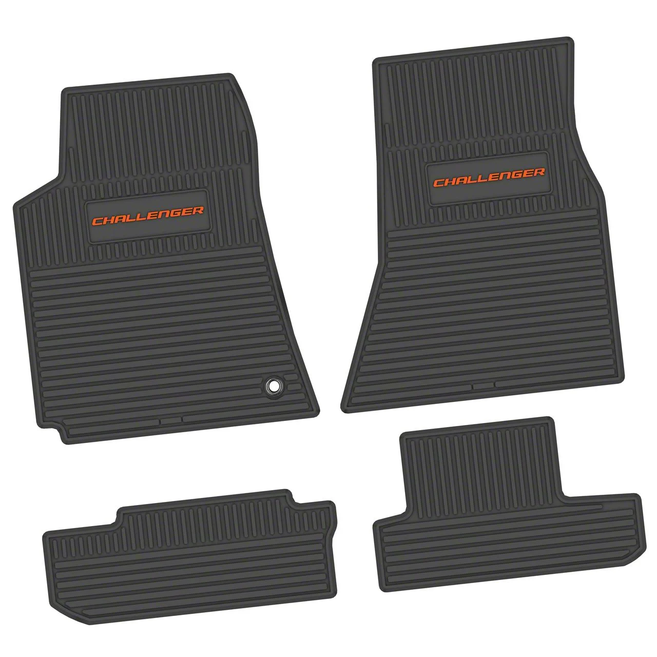 Factory Floorpan Fit Custom Vintage Scene Front and Rear Floor Mats with Orange Challenger Insert; Black (08-10 Challenger)