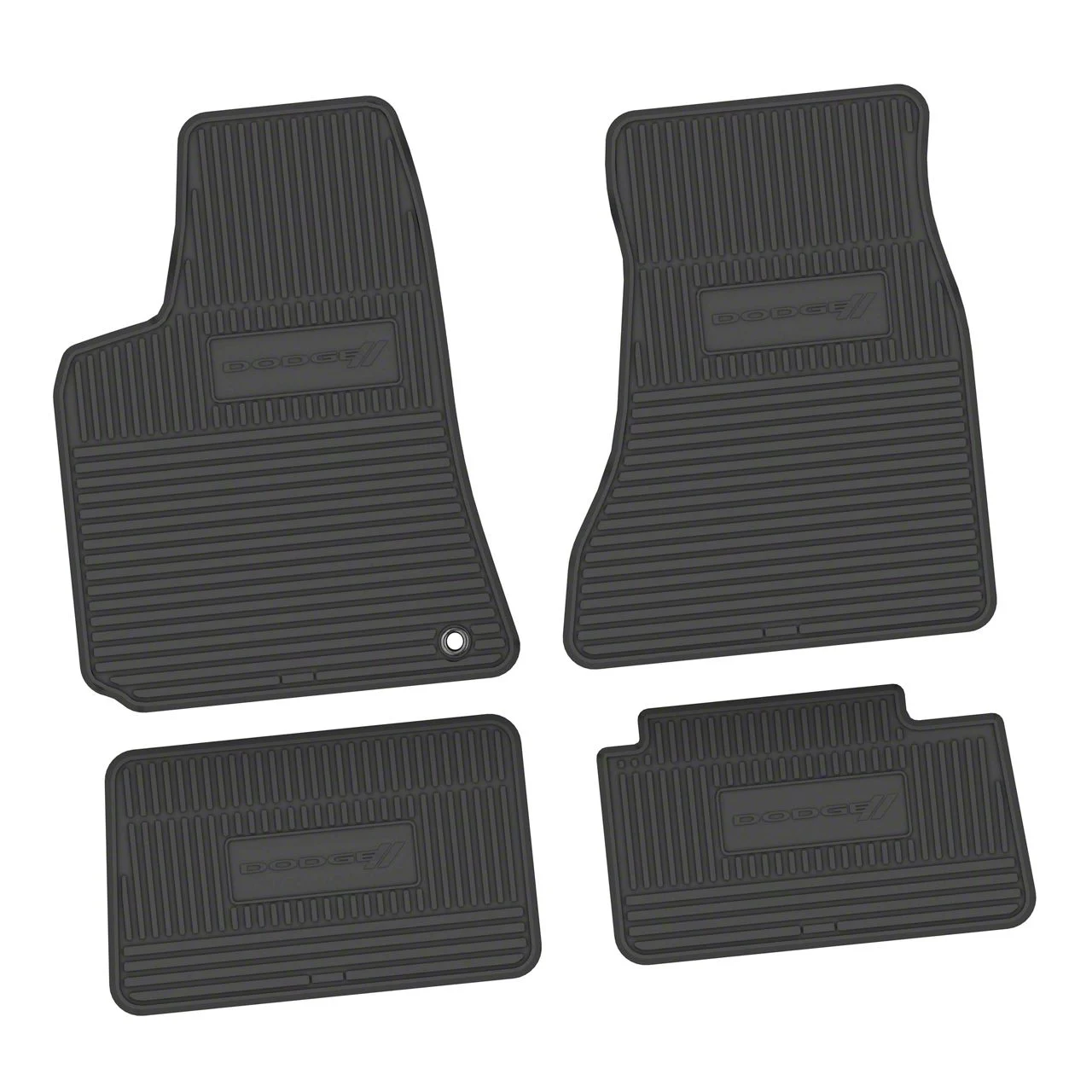 Factory Floorpan Fit Custom Vintage Scene Front and Rear Floor Mats with Dodge and Stripe Insert; Black (06-10 RWD Charger)