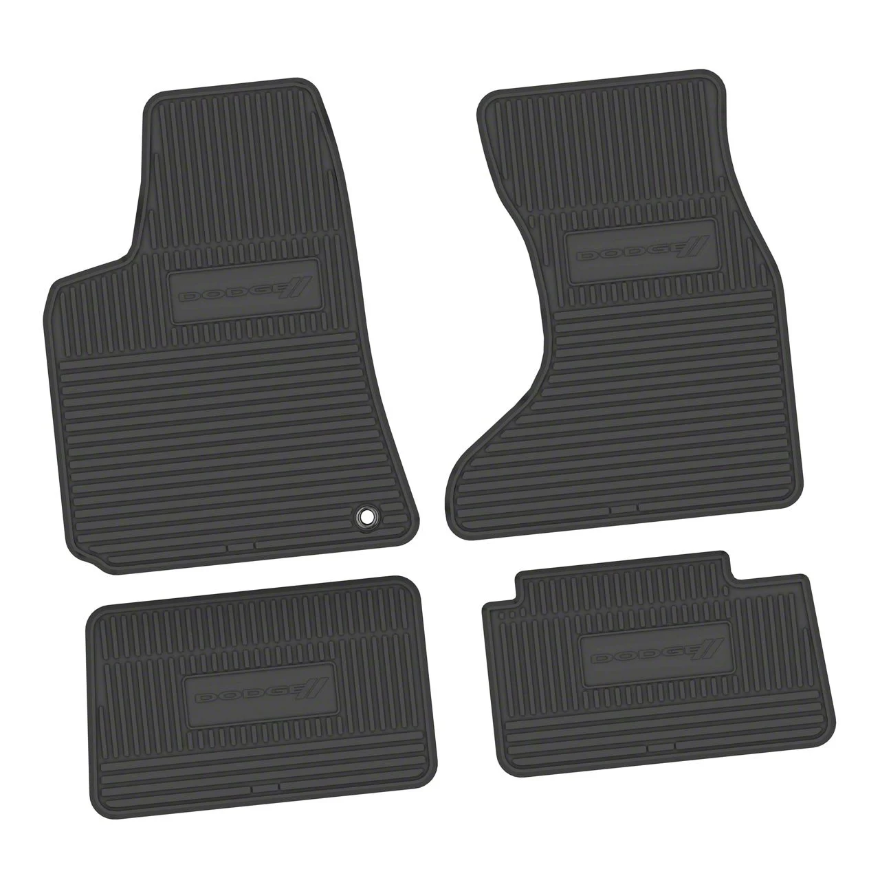 Factory Floorpan Fit Custom Vintage Scene Front and Rear Floor Mats with Dodge and Stripe Insert; Black (07-10 AWD Charger)