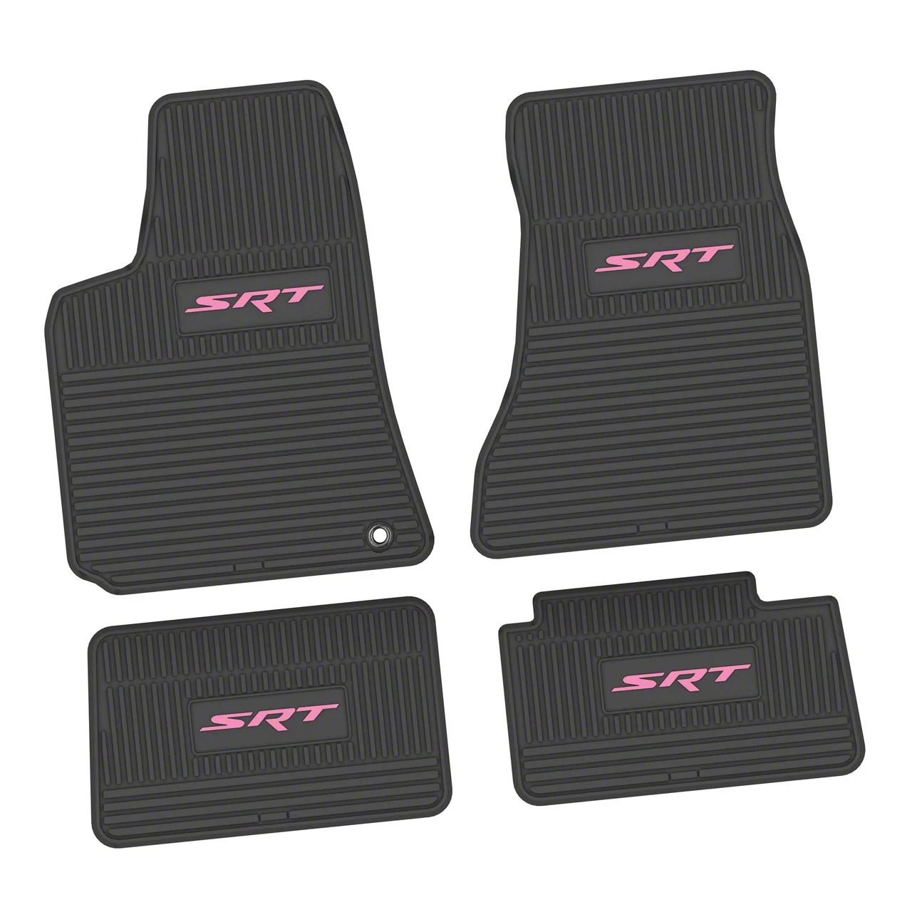 Factory Floorpan Fit Custom Vintage Scene Front and Rear Floor Mats with Pink SRT Insert; Black (06-10 RWD Charger)