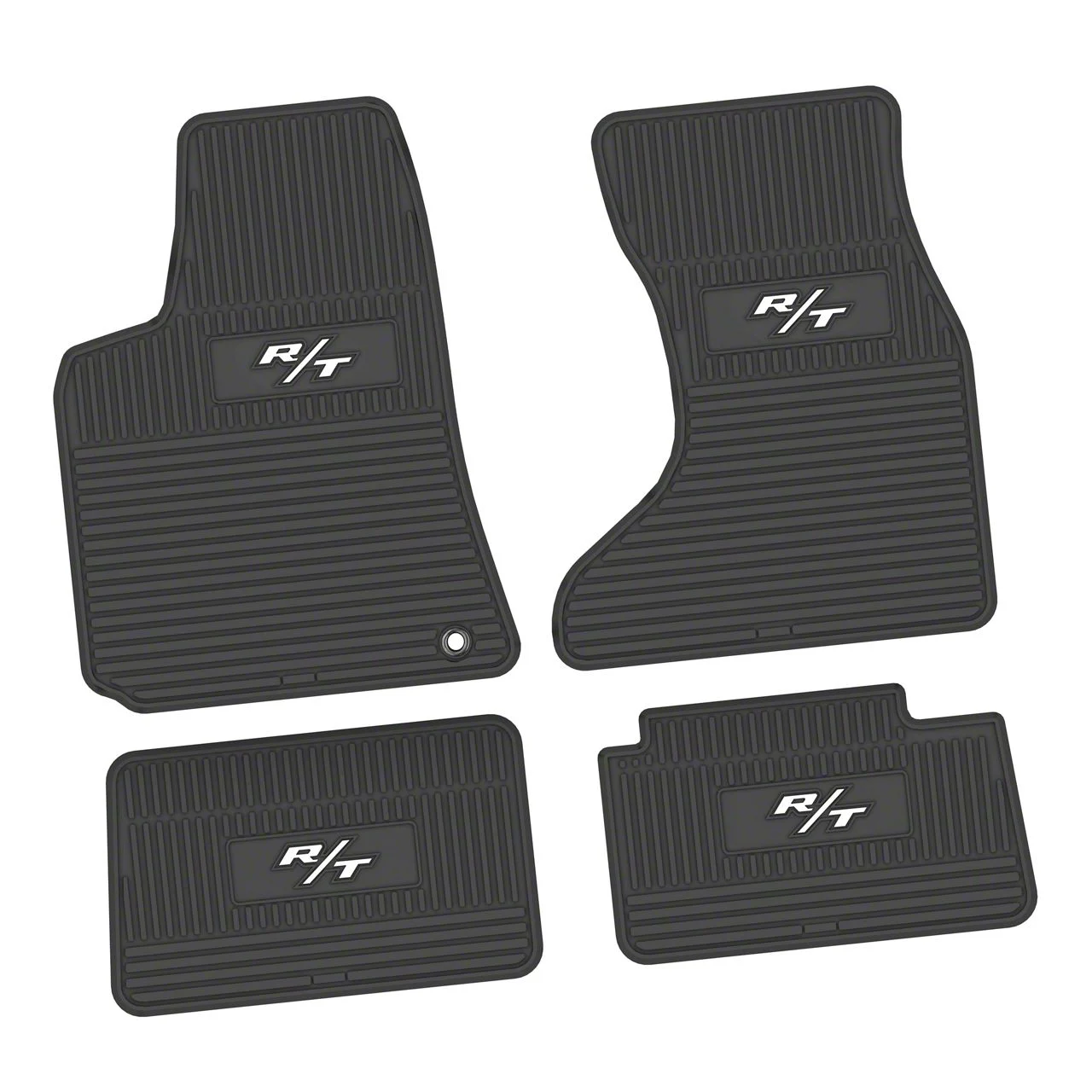 Factory Floorpan Fit Custom Vintage Scene Front and Rear Floor Mats with White R/T Insert; Black (07-10 AWD Charger)