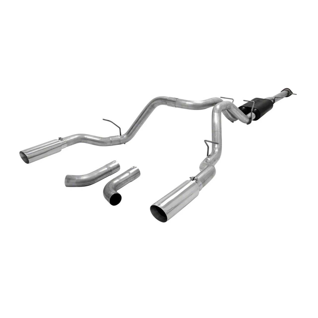 Flowmaster American Thunder Dual Exhaust System with Polished Tips; Side/Rear Exit (11-19 6.0L Sierra 3500 HD)