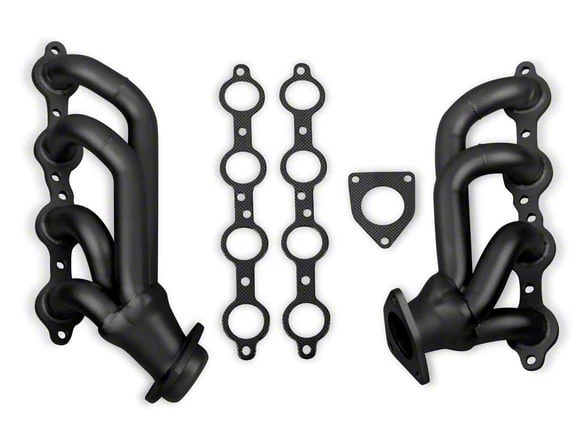 Flowtech 1-5/8-Inch Shorty Headers; Black Painted (07-13 4.8L, 5.3L Tahoe)