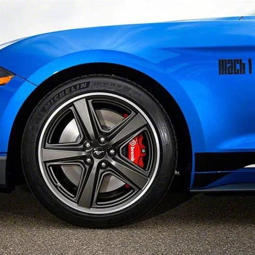 Ford Performance Mach 1 5-Spoke Dark Tarnished 4-Wheel Kit with TPMS Sensors; 19x9.5/19x10; 40mm/52.5mm Offset (15-23 Mustang GT, EcoBoost, V6)