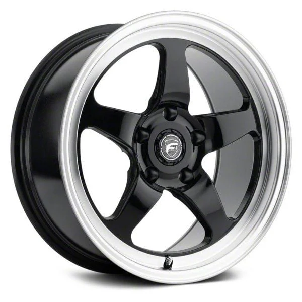 Forgestar D5 Drag Gloss Black Machined Wheel; 18x9; 35mm Offset (10-14 Mustang)