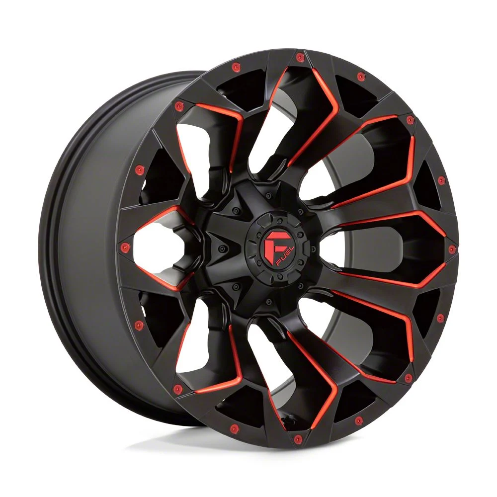 Fuel Wheels Assault Matte Black Red Milled 8-Lug Wheel; 20x9; 1mm Offset (07-14 Sierra 2500 HD)