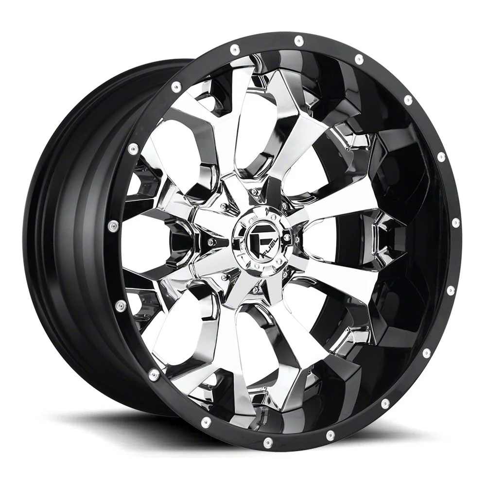Fuel Wheels Assault Chrome with Gloss Black Lip 8-Lug Wheel; 20x10; -18mm Offset (11-14 Sierra 3500 HD SRW)