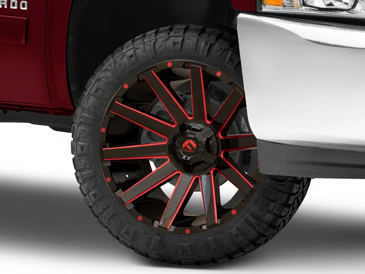 Fuel Wheels Contra Gloss Black with Red Tint 6-Lug Wheel; 22x10; -19mm Offset (07-13 Silverado 1500)