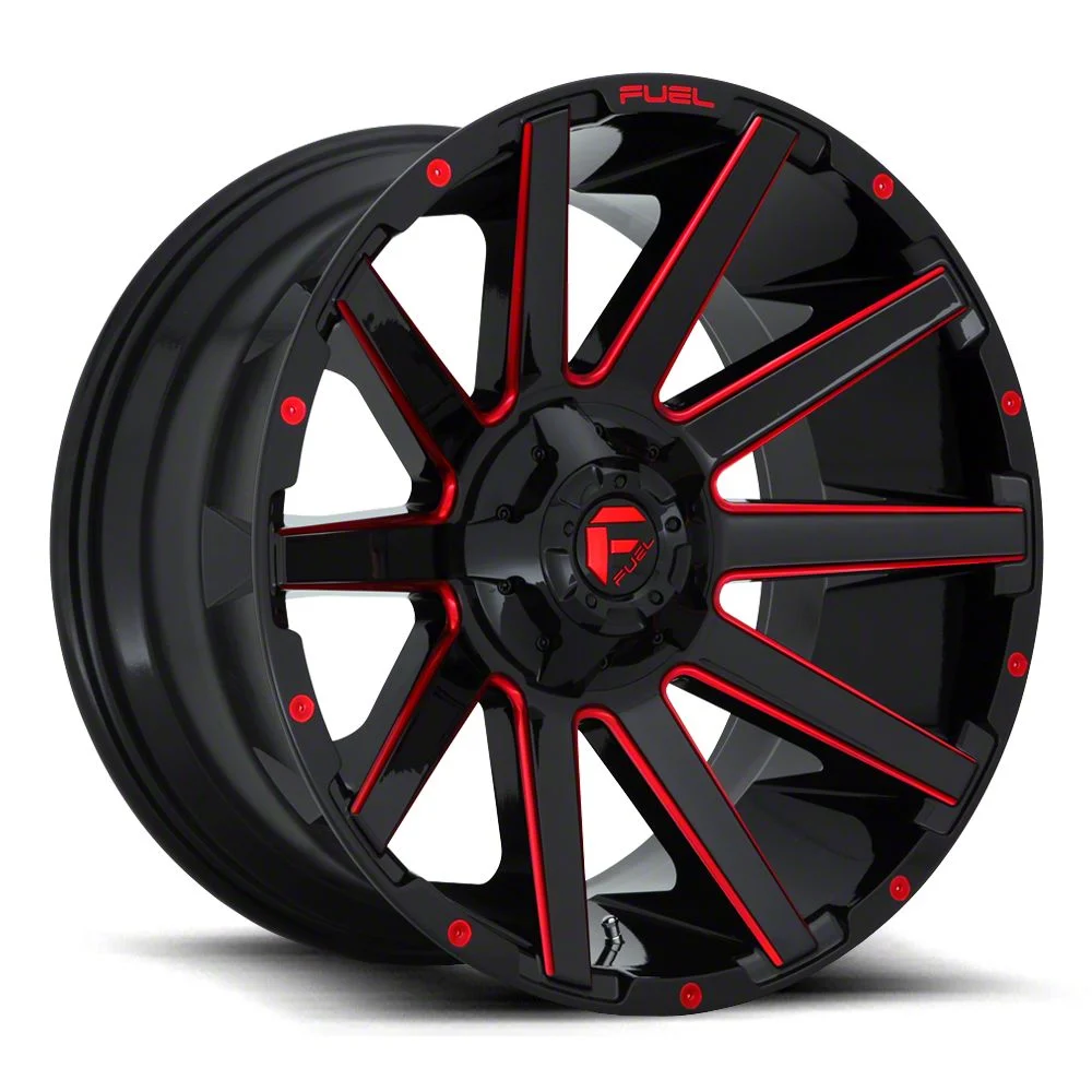 Fuel Wheels Contra Gloss Black with Red Tint 5-Lug Wheel; 22x10; -18mm Offset (09-18 RAM 1500)
