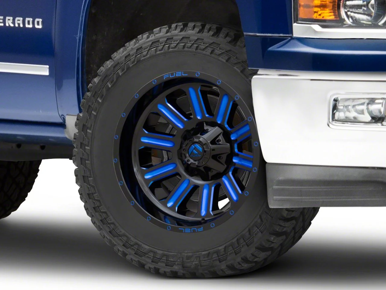 Fuel Wheels Hardline Gloss Black with Blue Tinted Clear 6-Lug Wheel; 20x10; -19mm Offset (14-18 Silverado 1500)