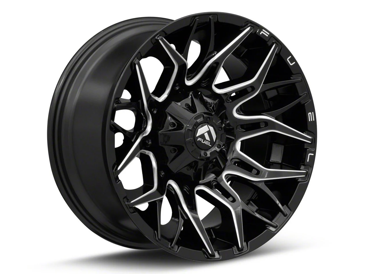 Fuel Wheels Twitch Glossy Black Milled 8-Lug Wheel; 22x12; -44mm Offset (15-19 Sierra 2500 HD)