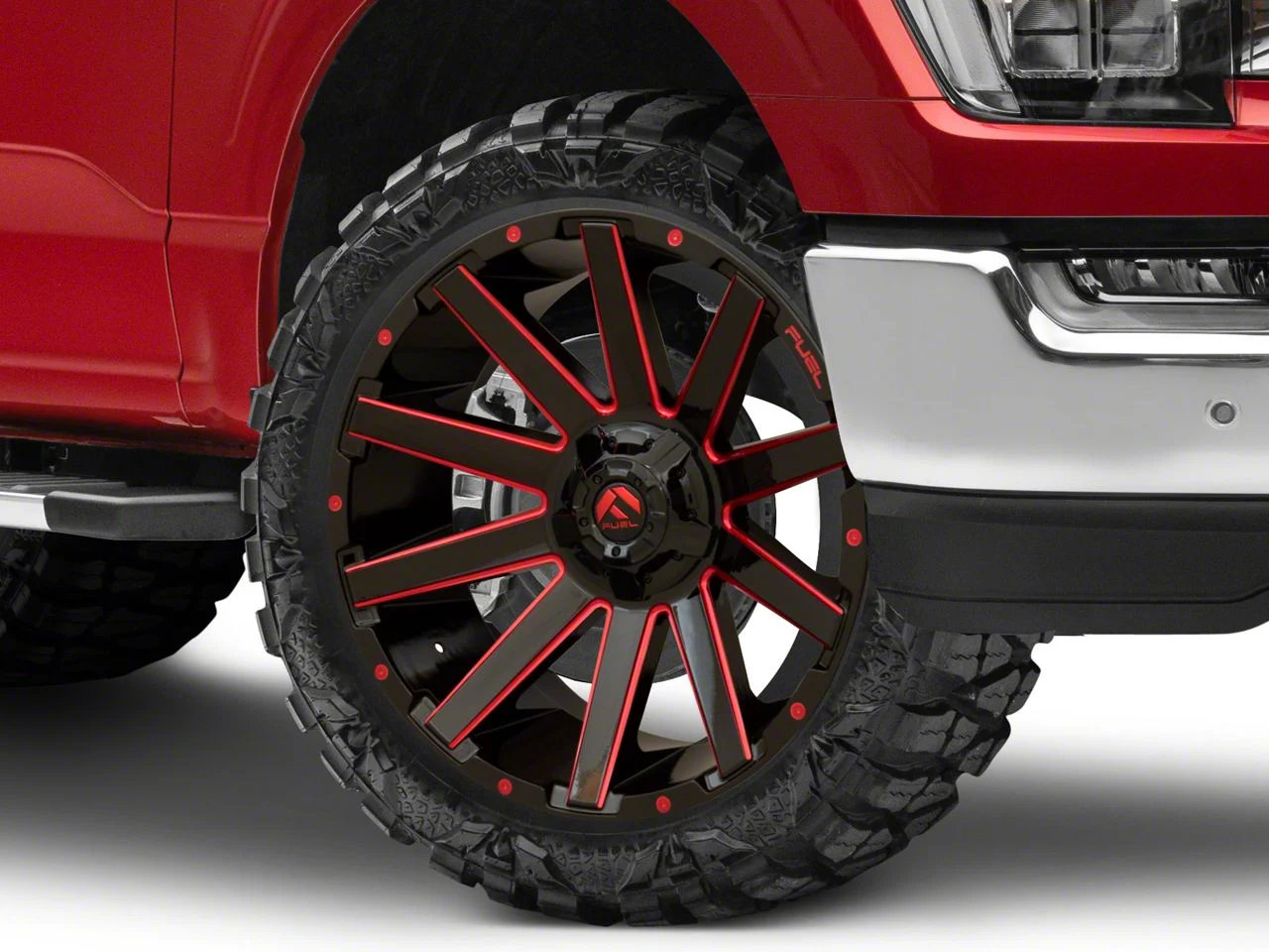 Fuel Wheels Contra Gloss Black with Red Tint 6-Lug Wheel; 22x10; -19mm Offset (21-26 F-150)