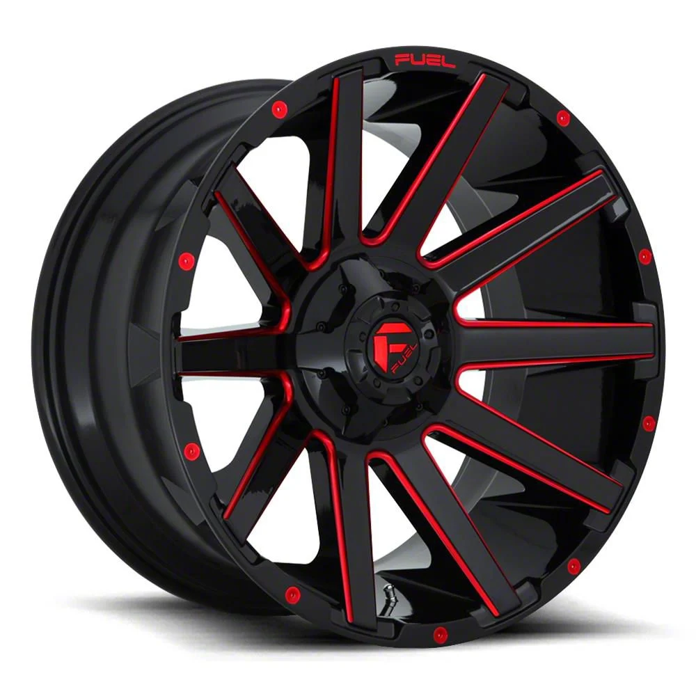 Fuel Wheels Contra Gloss Black with Red Tint 5-Lug Wheel; 20x10; -18mm Offset (02-08 RAM 1500, Excluding Mega Cab)
