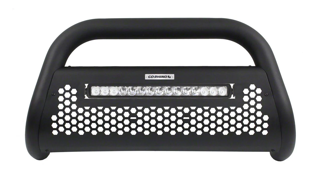 Go Rhino RC2 LR Bull Bar with 20-Inch LED Light Bar; Textured Black (07-19 Sierra 3500 HD w/o Driver Alert Package)