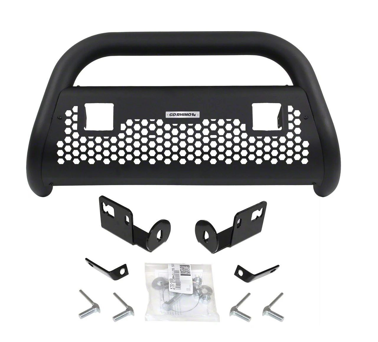 Go Rhino RC2 LR Bull Bar with Two Cube Light Mounting Brackets; Textured Black (07-19 Sierra 3500 HD w/o Driver Alert Package)