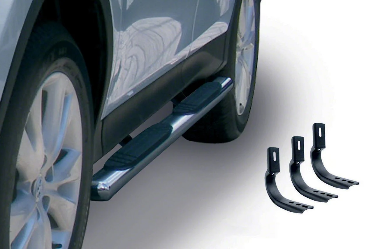 Go Rhino 4-Inch OE Xtreme Side Step Bars; Polished (11-14 6.0L Sierra 3500 HD Extended Cab)