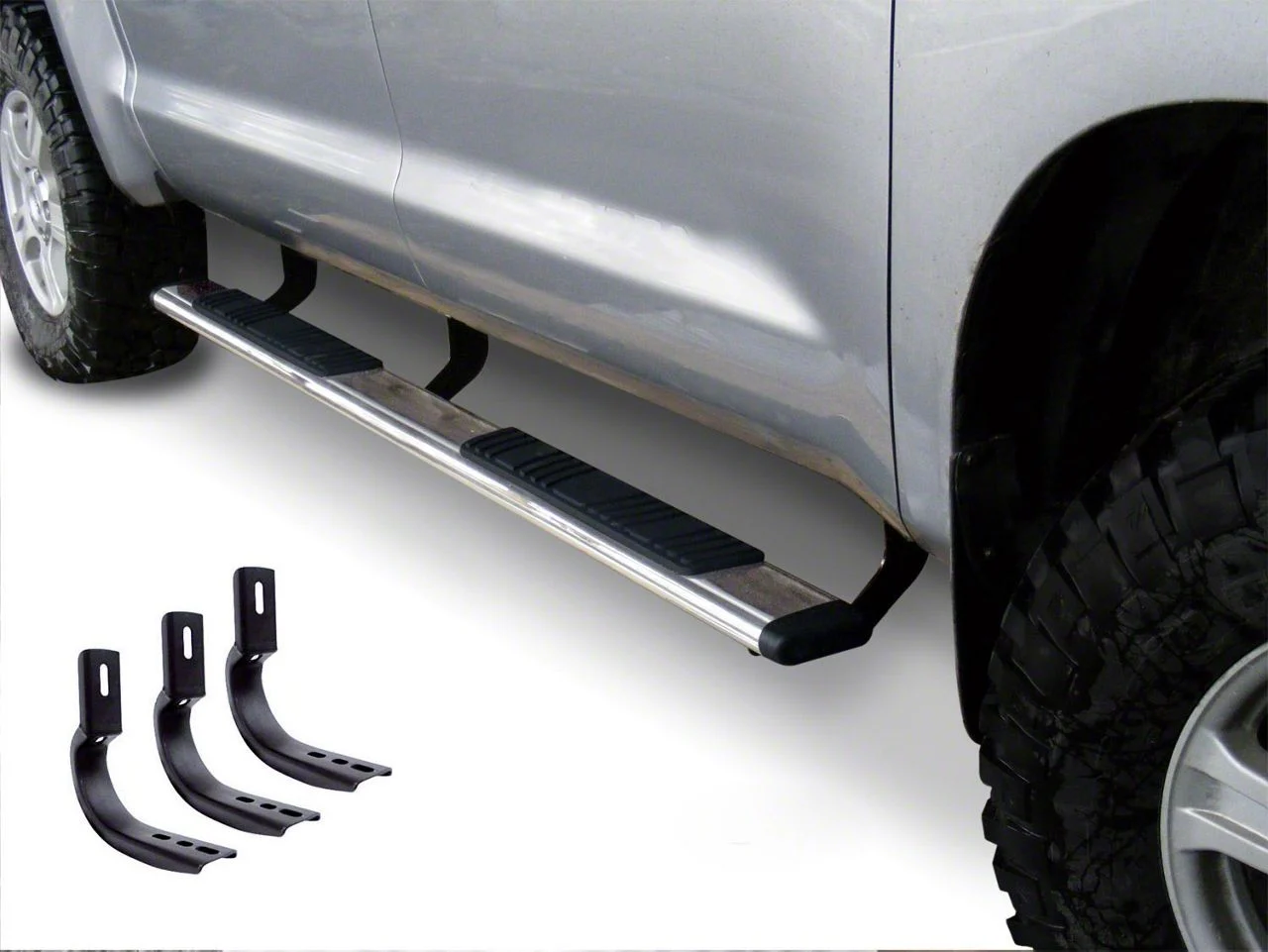 Go Rhino 5-Inch OE Xtreme Low Profile Side Step Bars; Polished (11-14 6.0L Sierra 3500 HD Crew Cab)