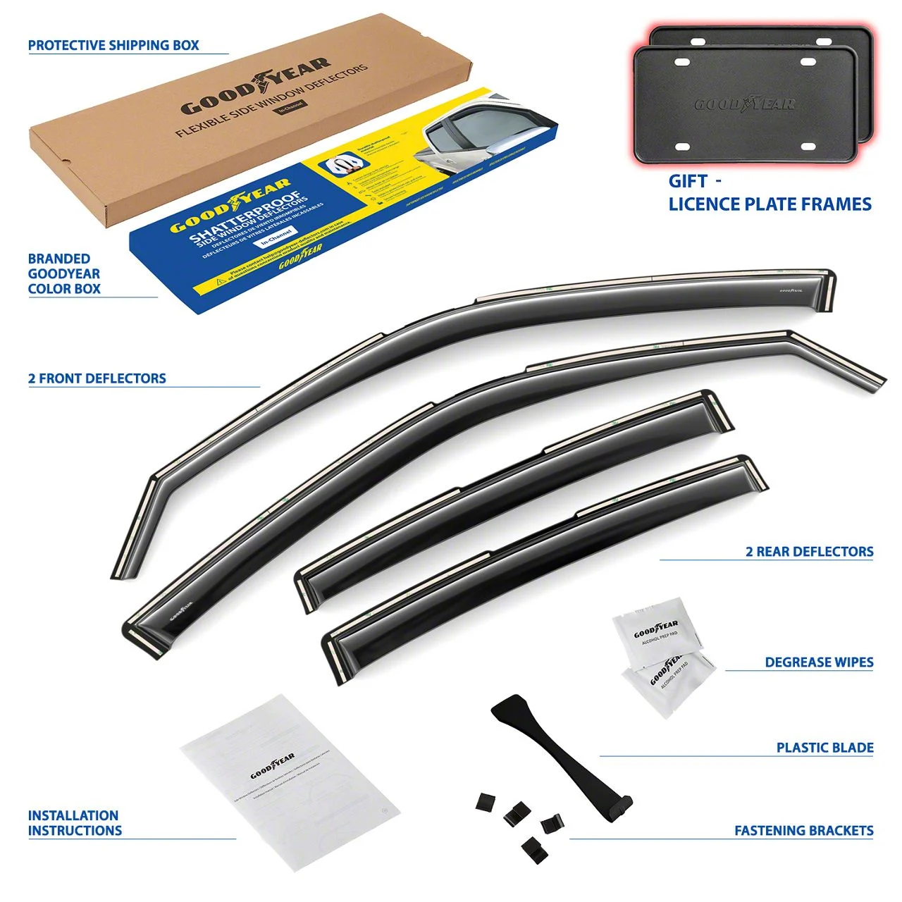 Goodyear Car Accessories Shatterproof in-Channel Window Deflectors (11-23 Charger)