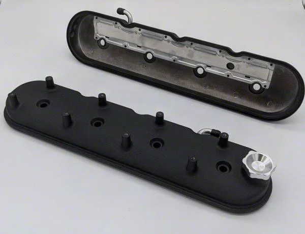 Granatelli Motor Sports Stock/Standard Valve Covers; Black Wrinkle (09-13 5.3L, 6.2L Sierra 1500)