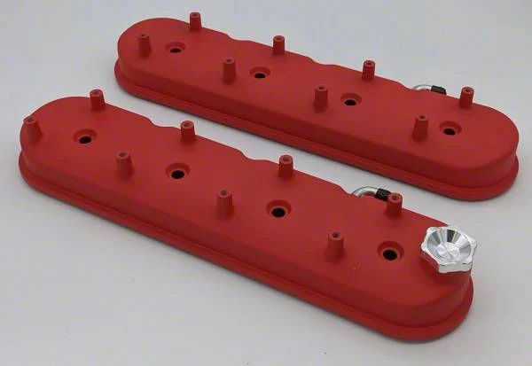 Granatelli Motor Sports Tall Valve Covers; Red Wrinkle (09-14 6.2L Yukon)