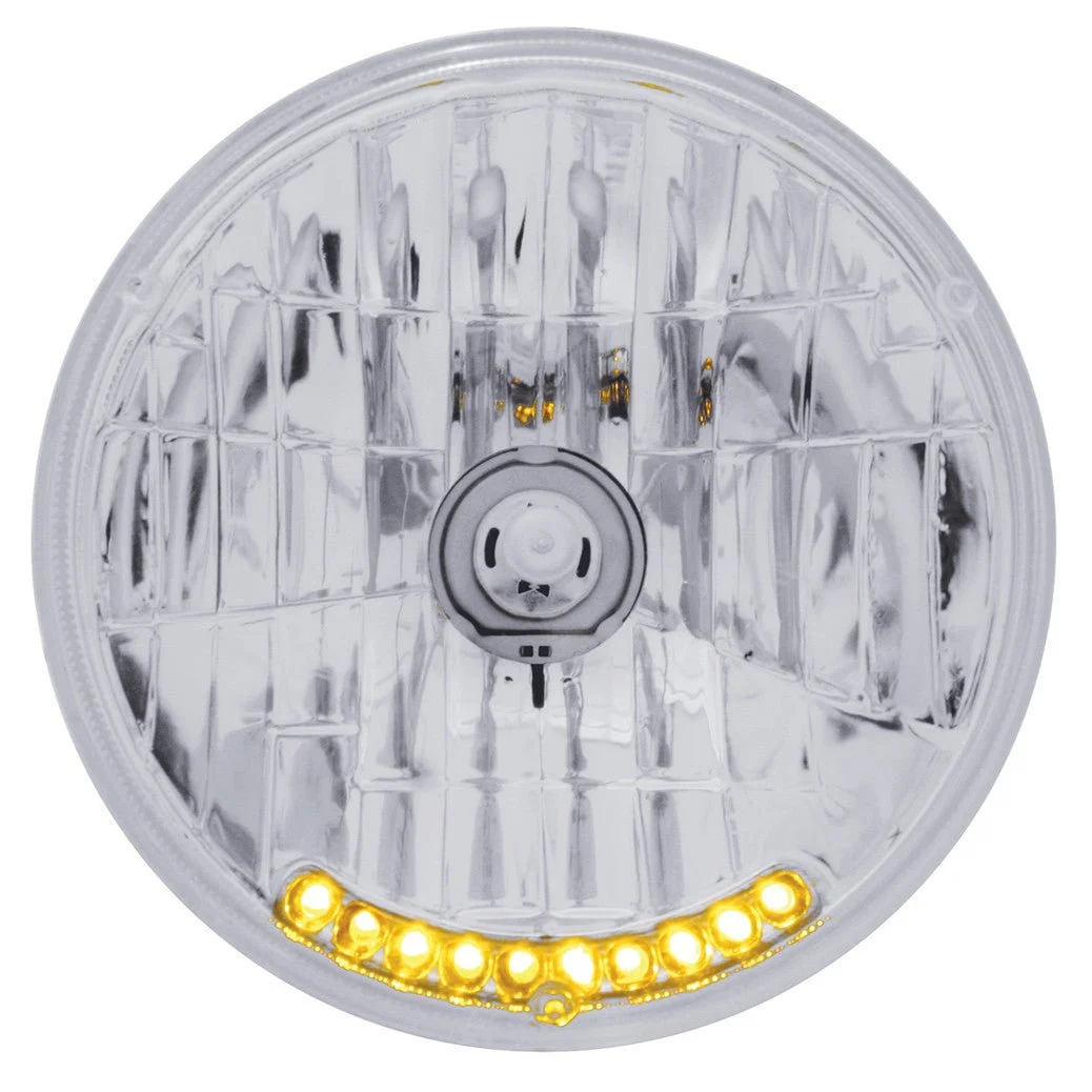 Halogen Crystal Headlight Bulb 7" Round 65/55W 10 Auxiliary Led Lights, Each