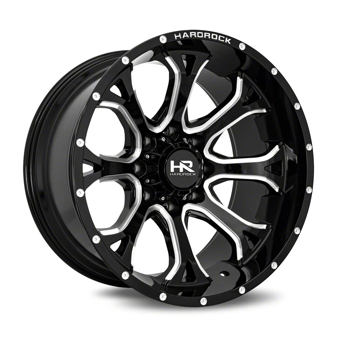 Hardrock Offroad BloodShot Xposed Gloss Black Milled 8-Lug Wheel; 22x12; -51mm Offset (11-14 Sierra 2500 HD)