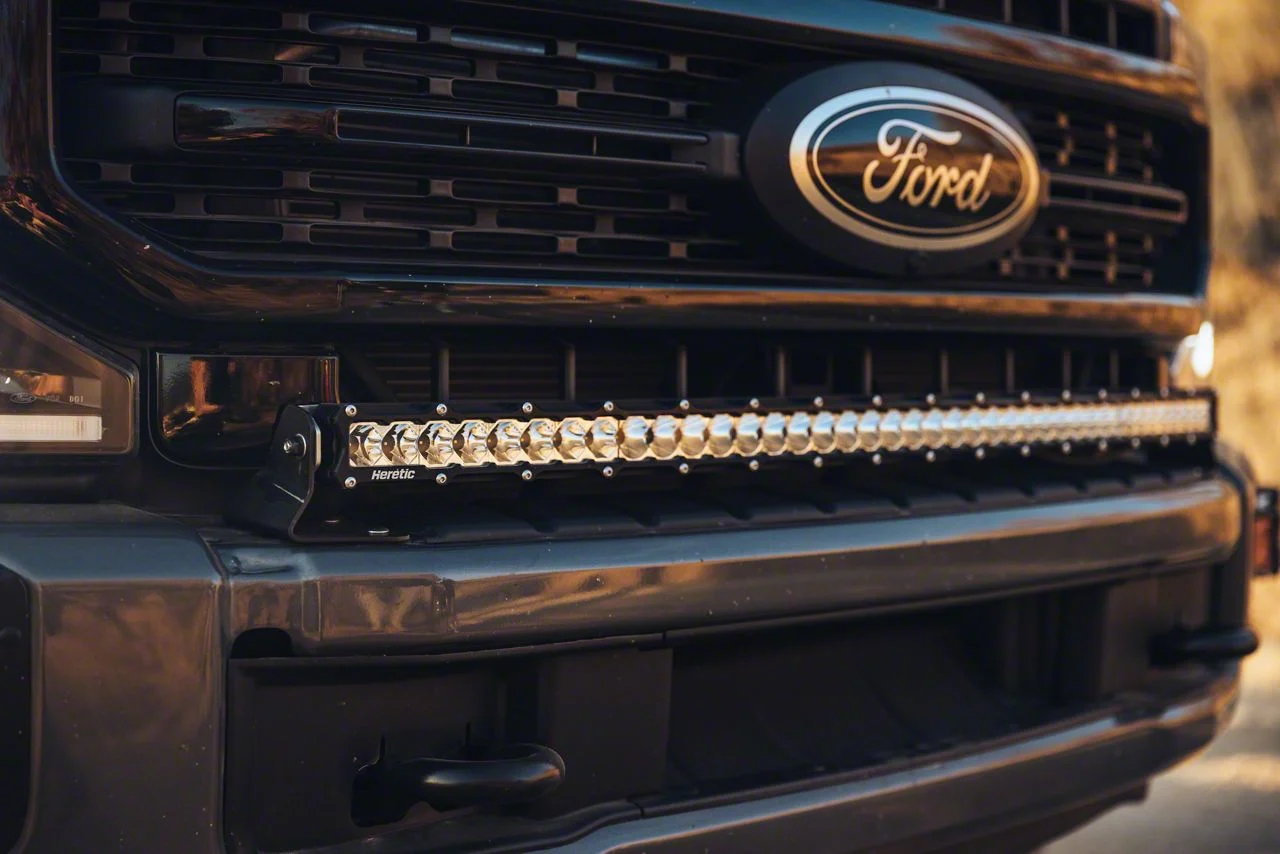Heretic Studios 40-Inch Curved LED Light Bar with Bumper Mounting Kit; Spot Beam; Clear Lens (20-22 F-350 Super Duty)
