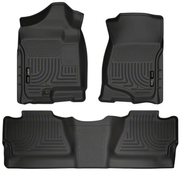Husky Liners WeatherBeater Front and Second Seat Floor Liners; Footwell Coverage; Black (07-14 Sierra 3500 HD Crew Cab)